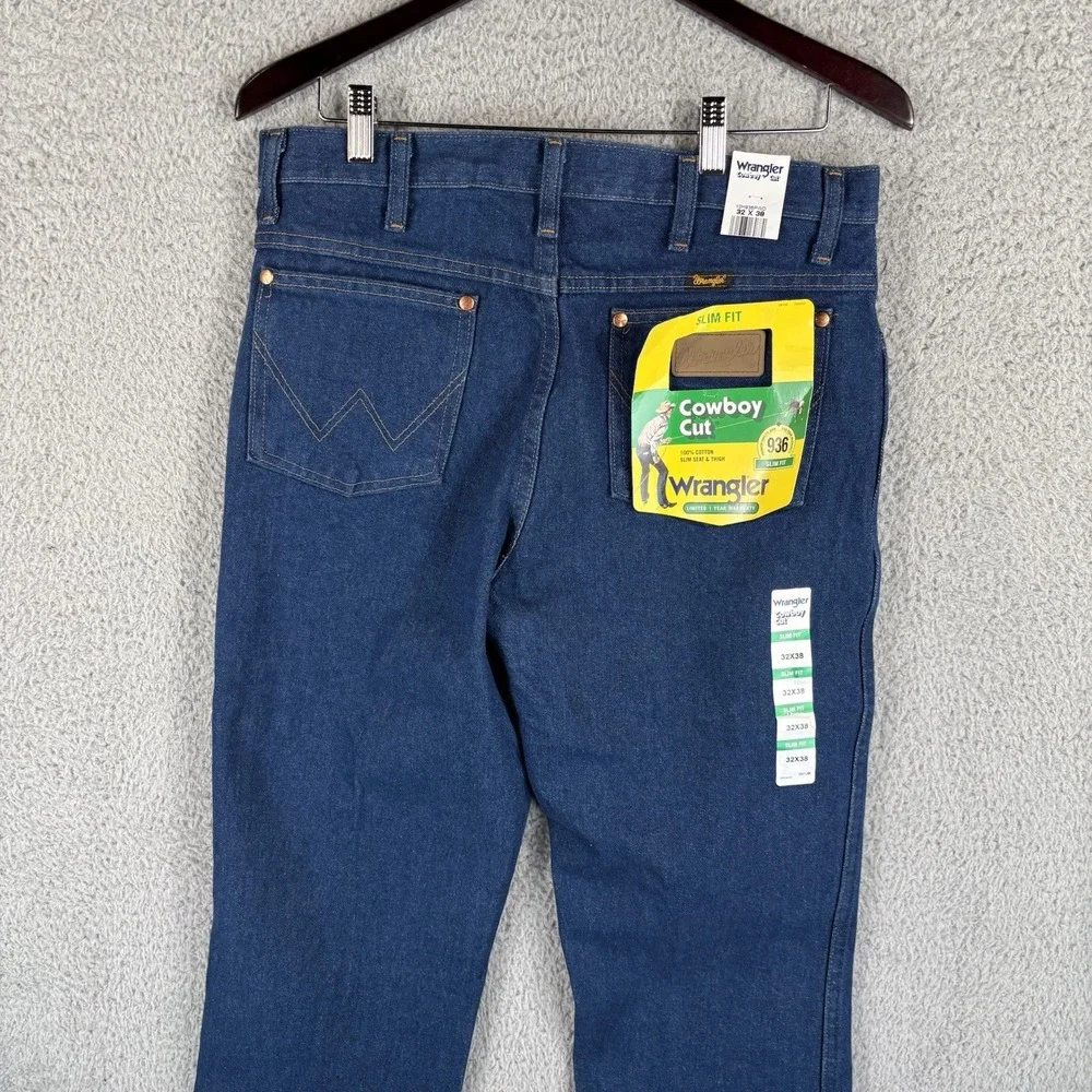 NEW Wrangler Cowboy Cut 936 Slim Fit 32x38 Medium‎ Wash Denim Blue Western